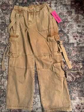 J for Justify womans Tan Cargo Joggers with Utility Straps